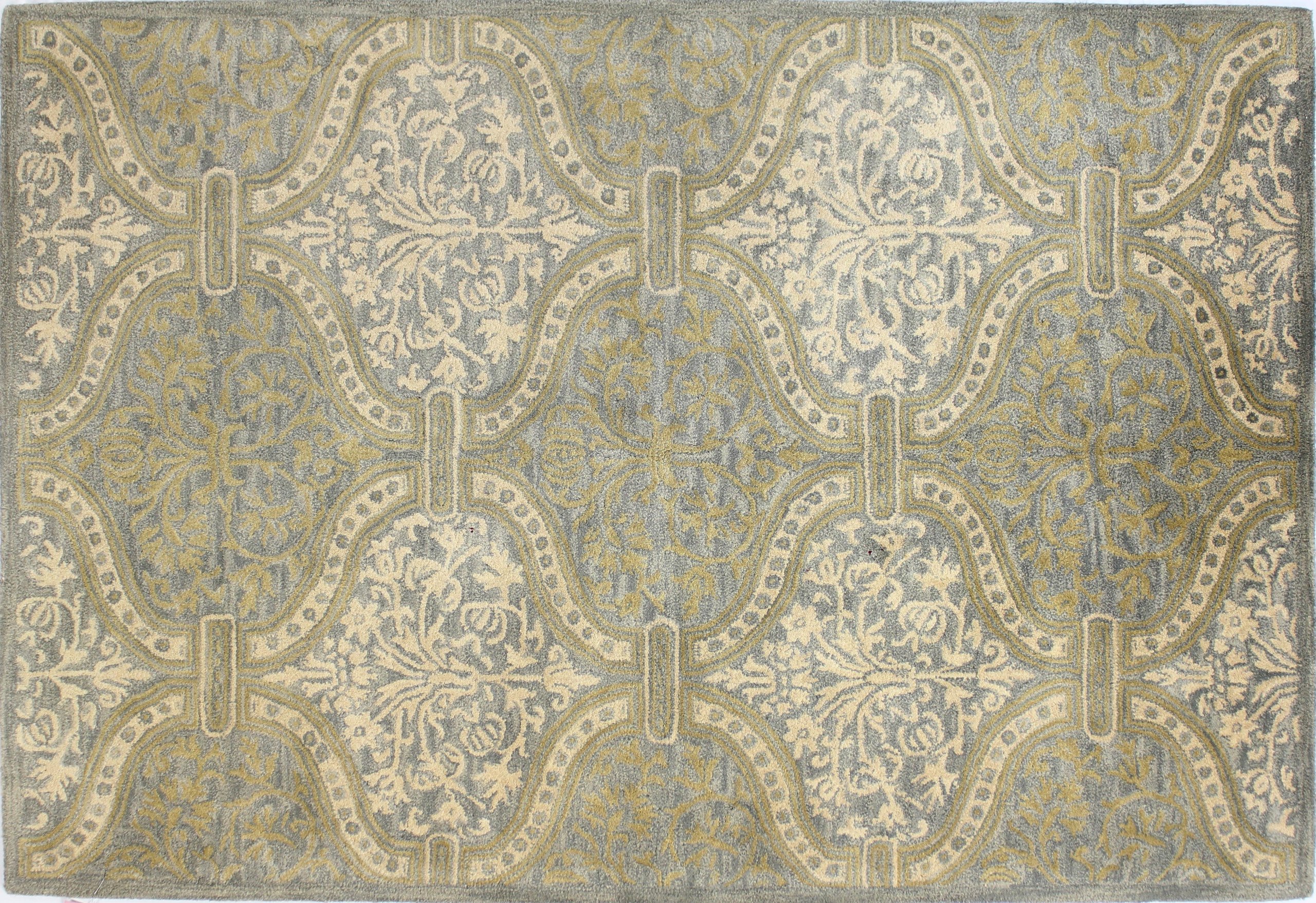 Bashian Rajput Collection RJ140 Hand Tufted 100% Wool Area Rug, 5' x 7.6', Light Blue