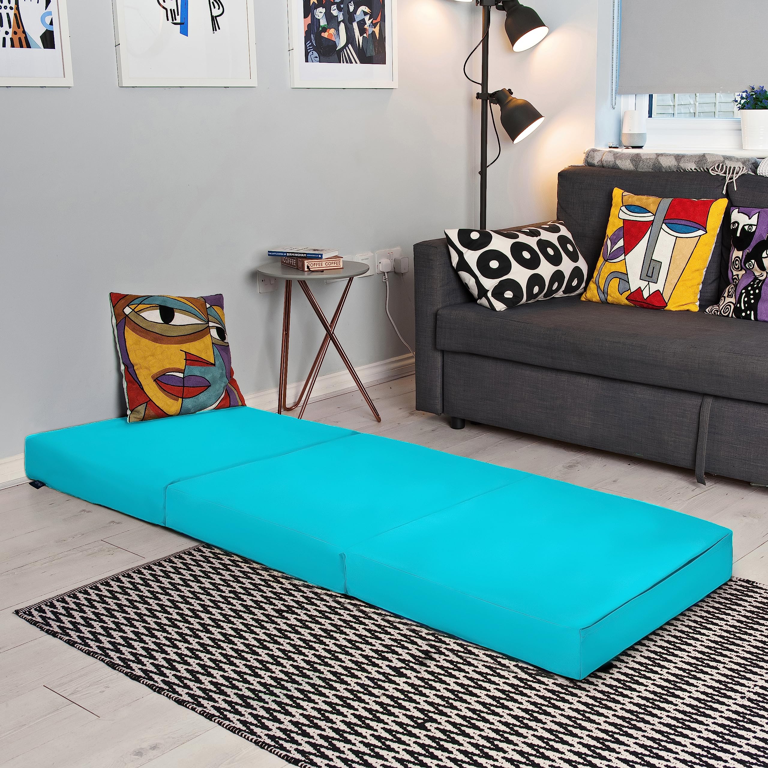 Ready Steady Bed - Materasso pieghevole singolo a Z | Letto a Z pieghevole resistente all'acqua | Materasso per bambini e ospiti per soggiorno e camera da letto | Pouf futon comodo | Divano sedia