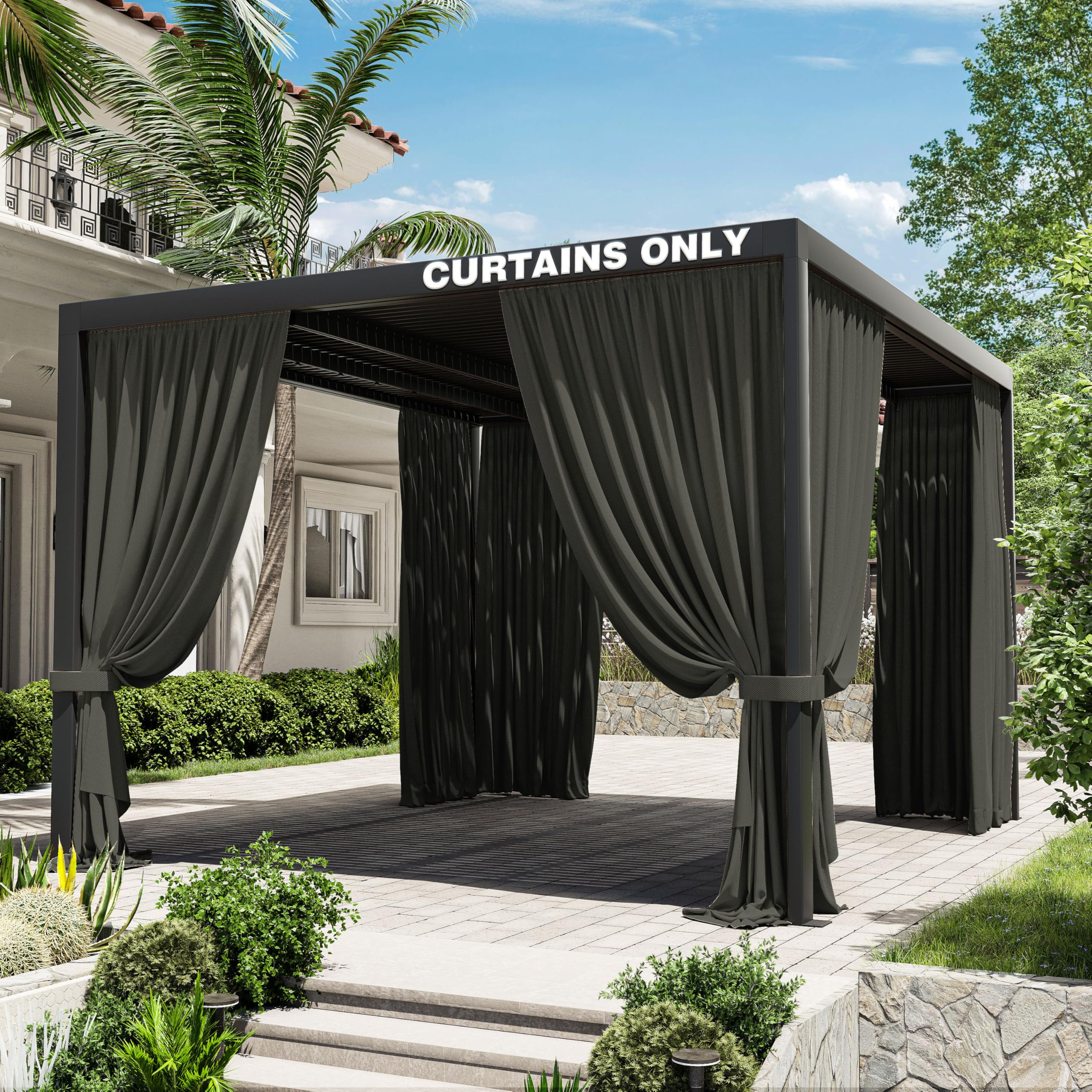 Photo 1 of Kimunuk Gazebo Universal Replacement Privacy Curtain,10'×12' Gazebo Outdoor Waterproof Curtains, 4-Panels Sidewall Curtains with Double Zipper for Patio Canopy, Garden and Backyard (Curtain Only)
