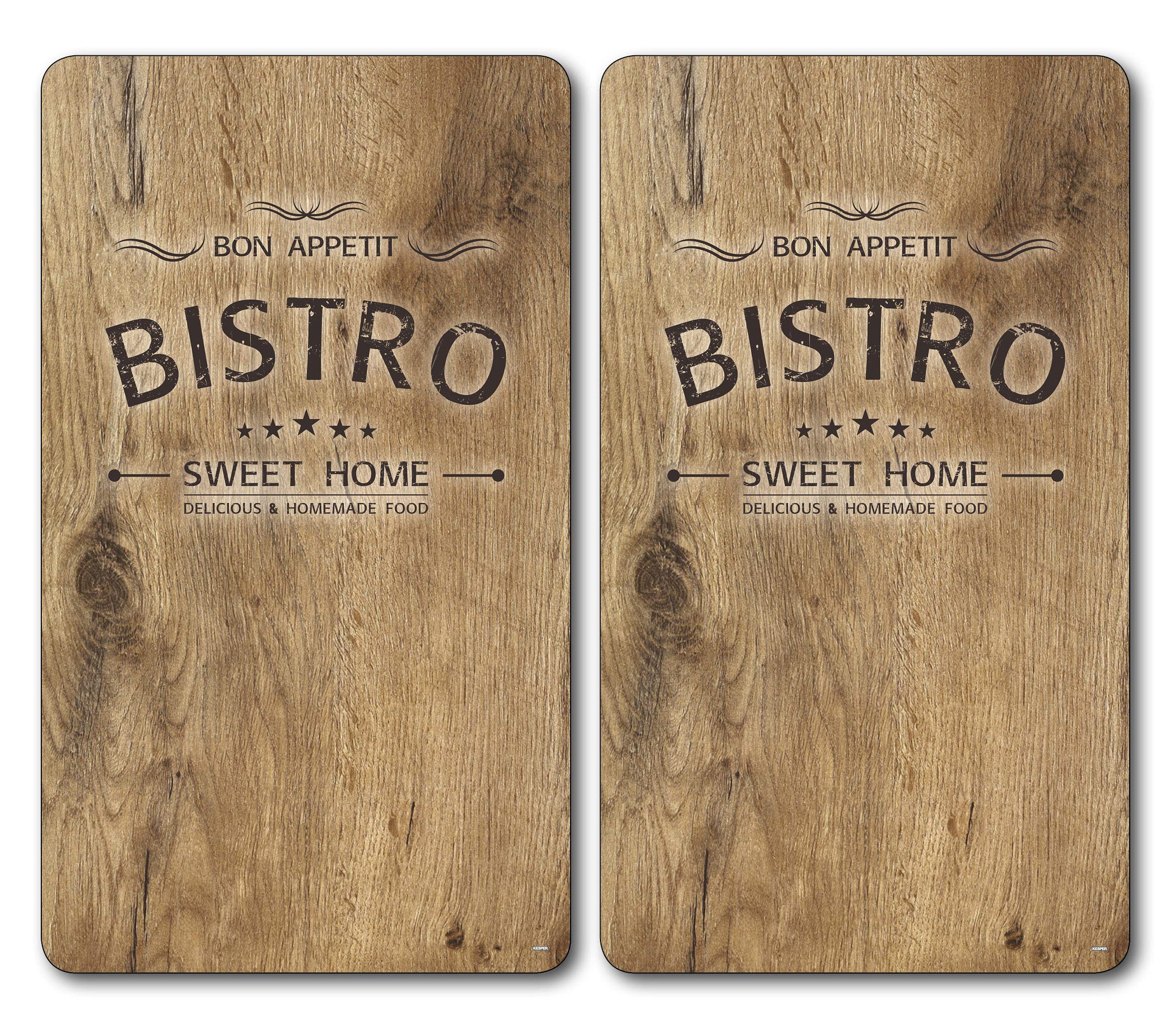 Kesper | Multi-Glasschneideplatte, Material: Glas, Maße: 52 x 30 x 0,8 cm, Motiv: Bistro, Farbe: Braun | 36536 13