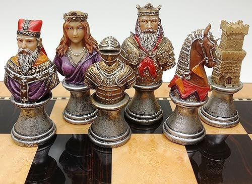 Época Medieval Cruzadas Rojo & Verde busts Juego de ajedrez Hombres piezas pintado a mano