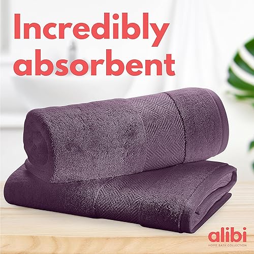 Miniatura 5 de ALIBI Juego de toallas de baño, paquete de 2 toallas de cuerpo de algodón de lujo de 30 x 56 pulgadas suaves y absorbentes (30 x 56 pulgadas, 2