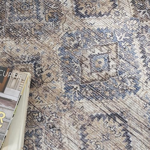 Miniatura 5 de Alfombra bohemia lavable a máquina, serie 1, de 5.3 x 7.3 pies, fácil de limpiar, no se desprende, para dormitorio, sala de estar, comedor, cocina