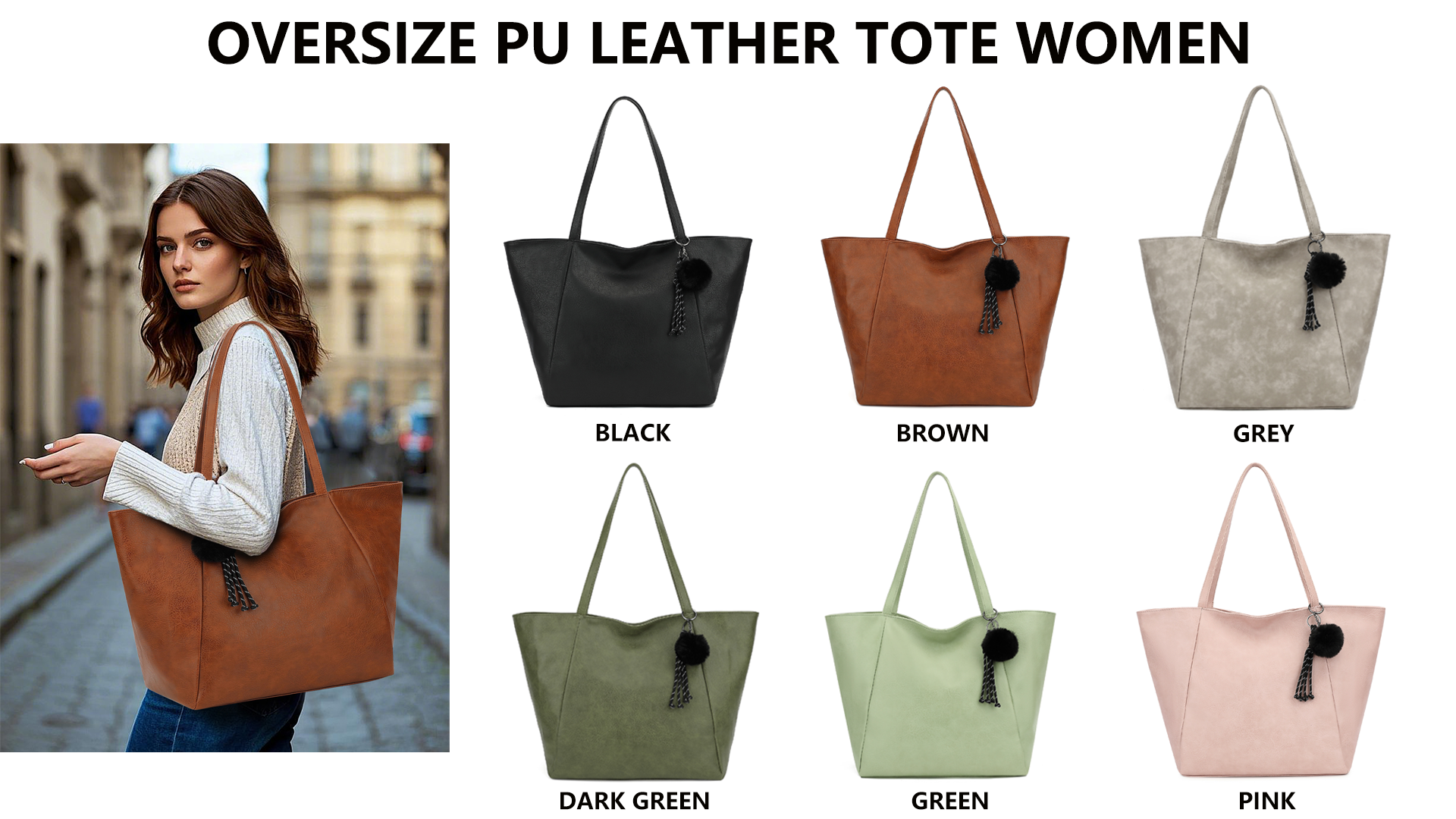 Bolso Tote grande para mujer con cremallera miniatura 7