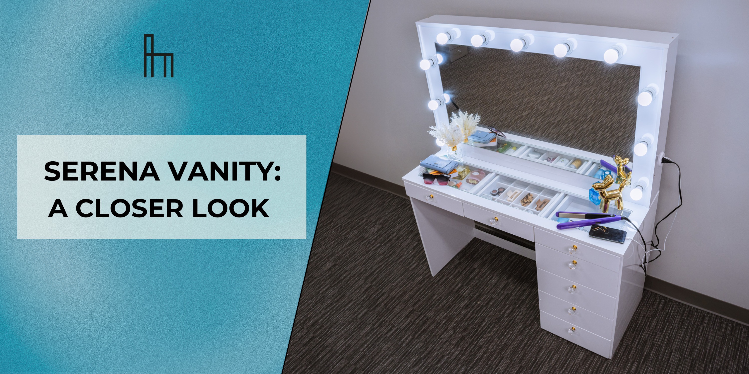 Amazon.com: Boahaus Serena Large Makeup Vanity Desk with