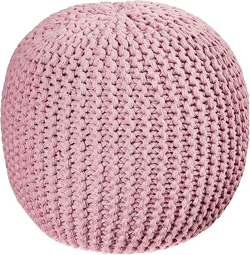 Miniatura 11 de Urban Lifestyle Puf de punto redondo - Algodón tejido a mano, marfil Marfil,Rosa claro,Azul,Gris Oscuro,Índigo/ azul marino,Gris claro,Gris