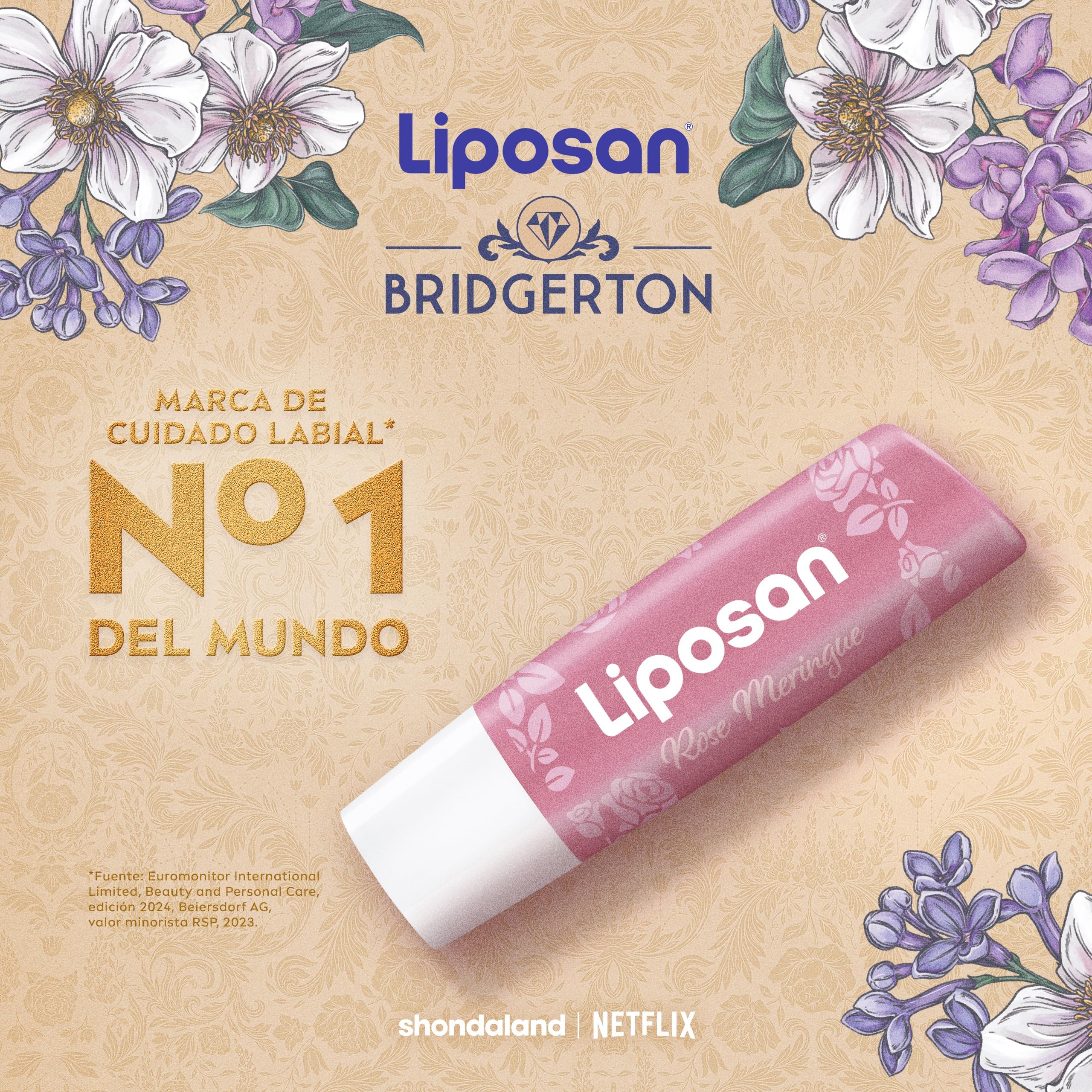 Liposan Bridgerton Edición Limitada Rose Meringue - Bálsamo Labial Hidratante - Cacao de Labios con 24h de Hidratación - Aroma a Rosa - Sutil Brillo de Labios Perlado - Todo Tipo de Piel - 4,8 g — view 5