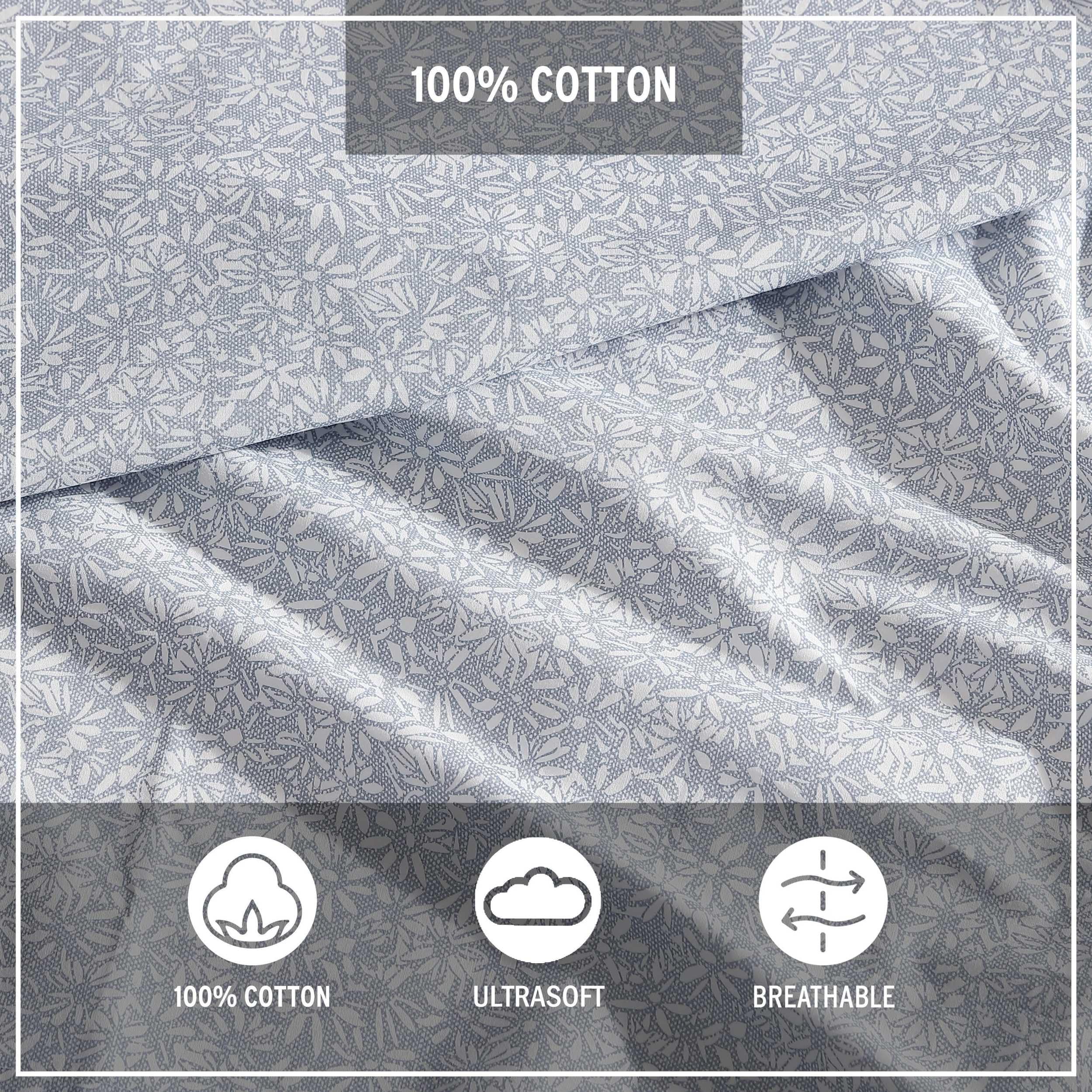 Eddie Bauer - Lenzuola doppie, set di biancheria da letto in percalle di cotone, fresco e traspirante, decorazione per la casa (Little Blossom, Twin)
