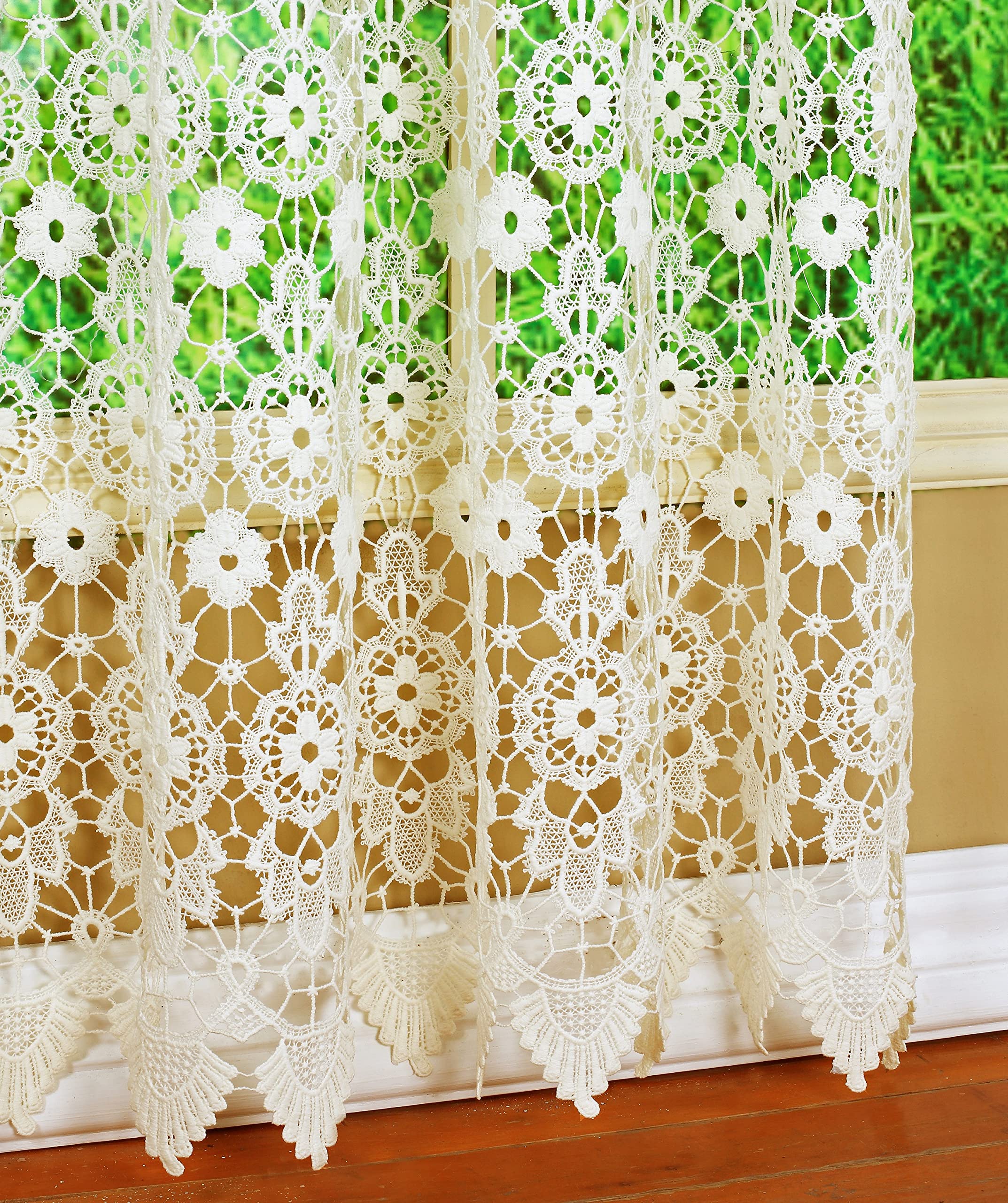 Today's Curtain Panneau médaillon en macramé 160 cm, écru, 122 x 160 cm (l x L)