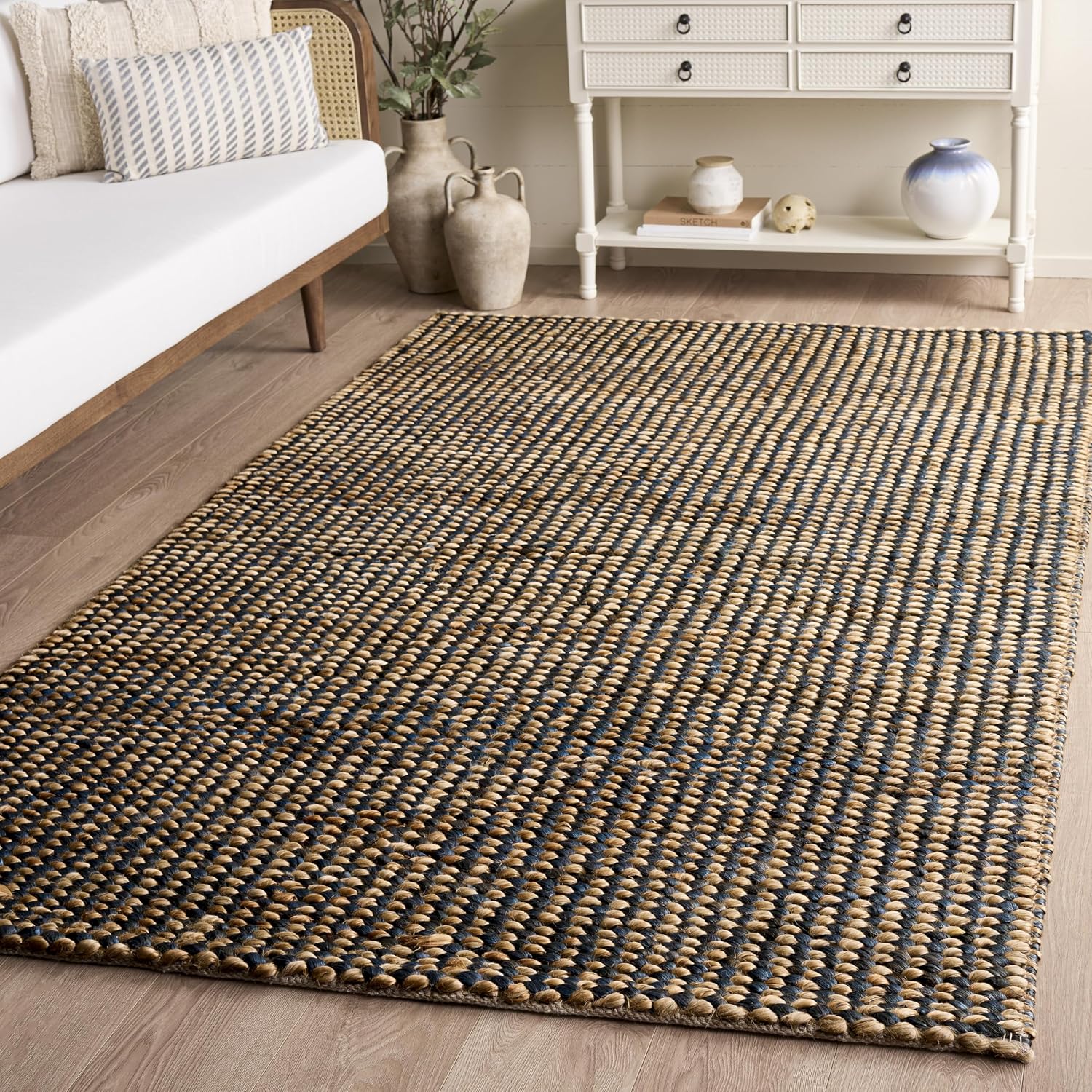 SAFAVIEH Area Rug 5x8 - Natural Fiber Couture Collection - Natural & Brown, Handmade Jute, Ideal for Living Room, Bedroom, Dining Space (NFC110T)