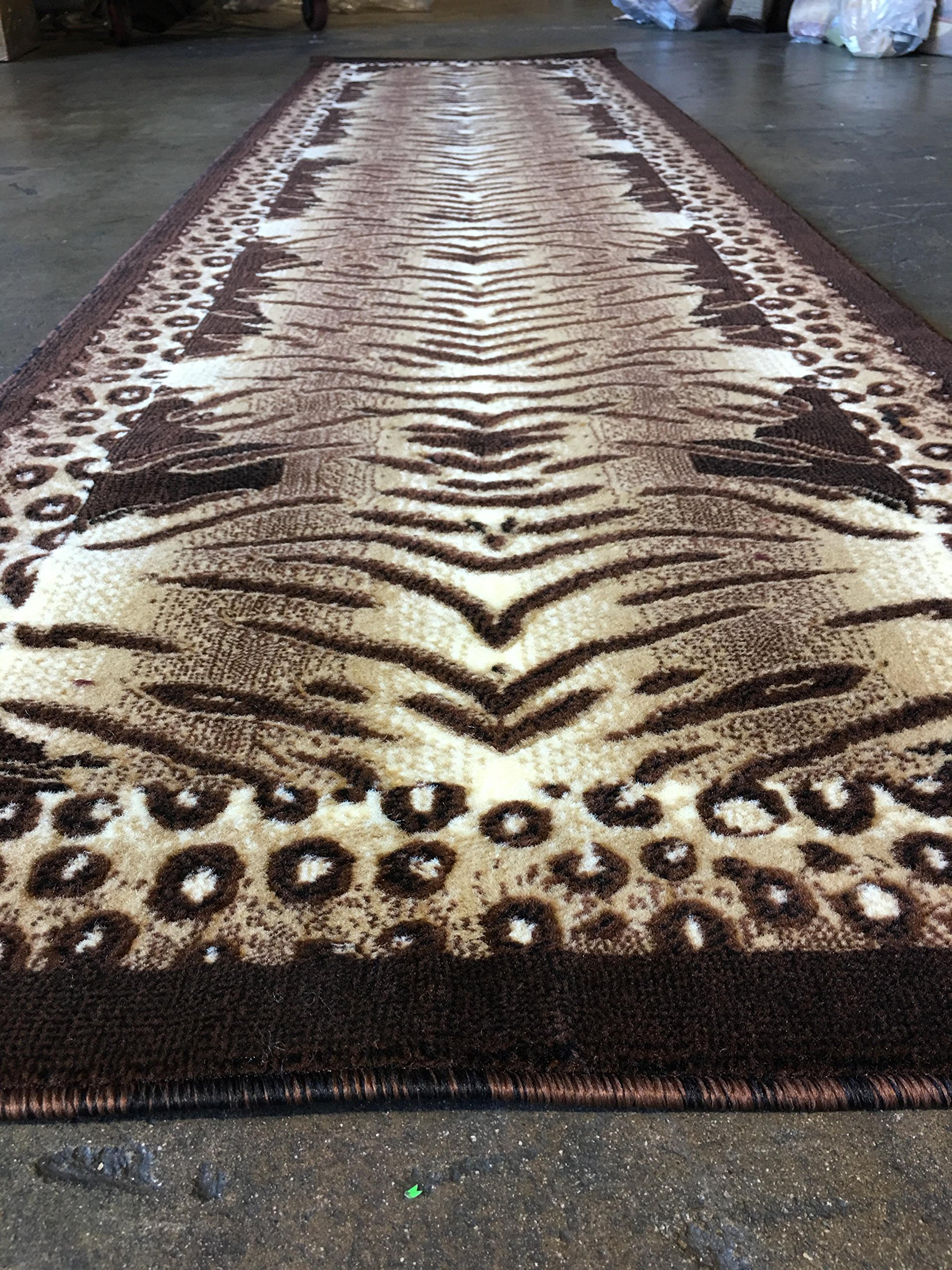 Americana Tiger & Leopard Animal Skin Print Long Runner Design 130 (32 Inch X10 Feet)