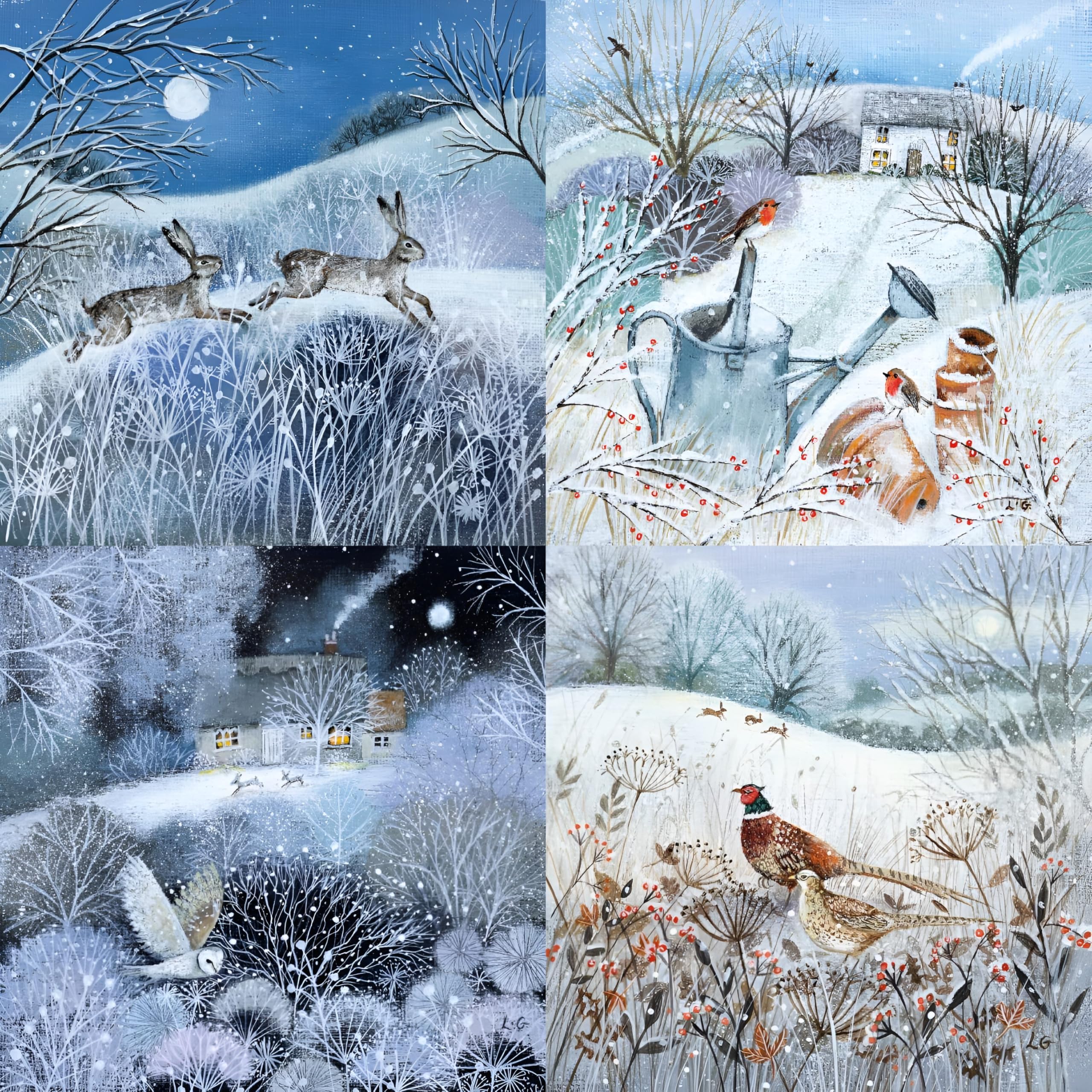 Museums & Galleries Charity Christmas Cards Multipack - Pack of 20 Assorted Premium Quality Greeting Cards with Envelopes - Festive Winter Animals - Lucy Grossmith - 5 Each of 4 Designs