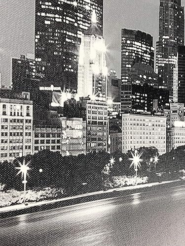 Vista 27 de Wieco Art Nueva York Manhattan vista nocturna en blanco y negro Giclée impresiones en lienzo moderno estirado y enmarcado obras de arte de paisaje