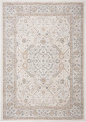 SAFAVIEH Isabella Collection Area Rug - 8' x 10', Cream & Beige, Oriental Design, Non-Shedding & Easy Care, Ideal for High Traffic Areas in Living Room, Bedroom (ISA916B)