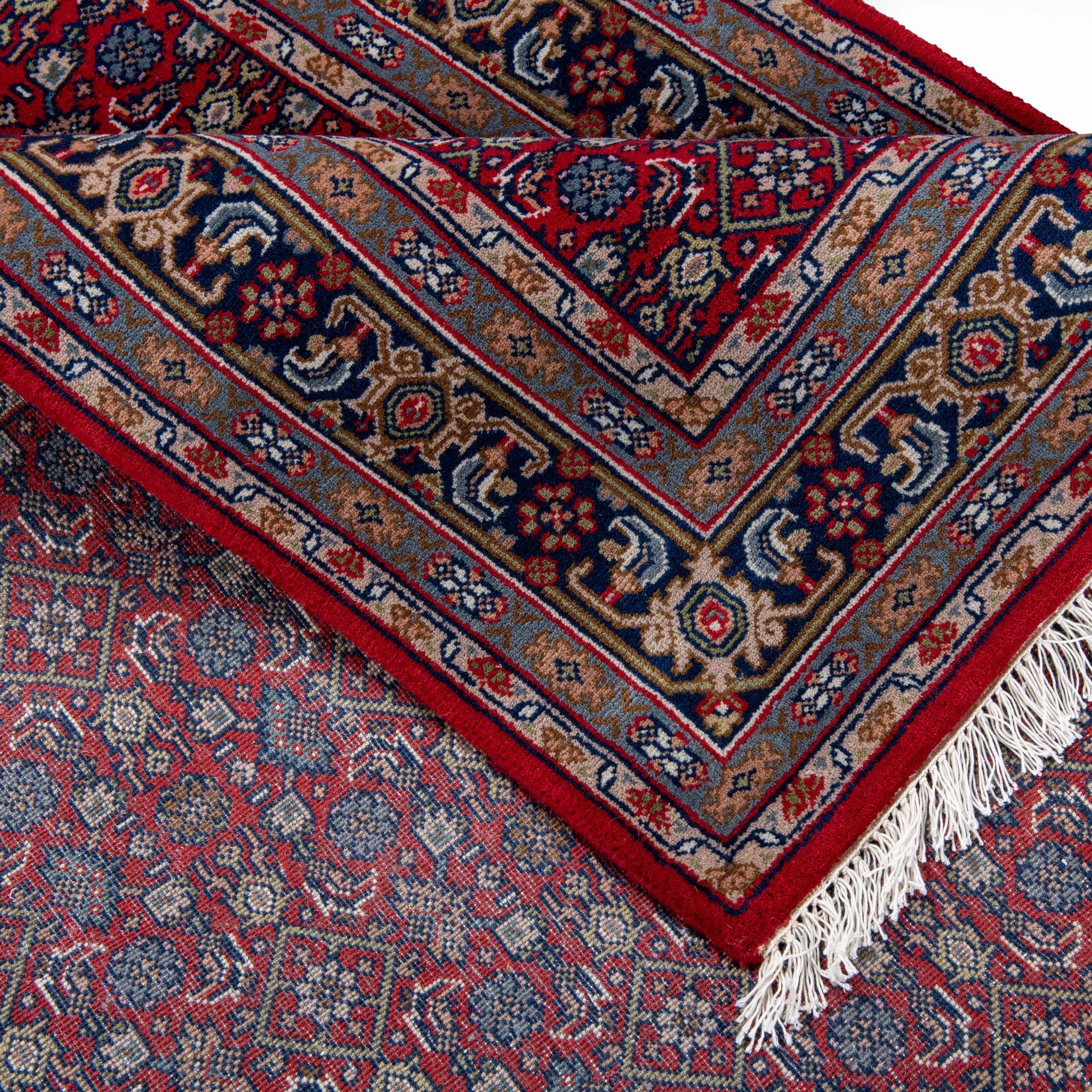 THEKO | Tappeto orientale tradizionale in 100% lana vergine, tappeto persiano con motivo Herati | Annodato a mano | Rosso | 60x90cm