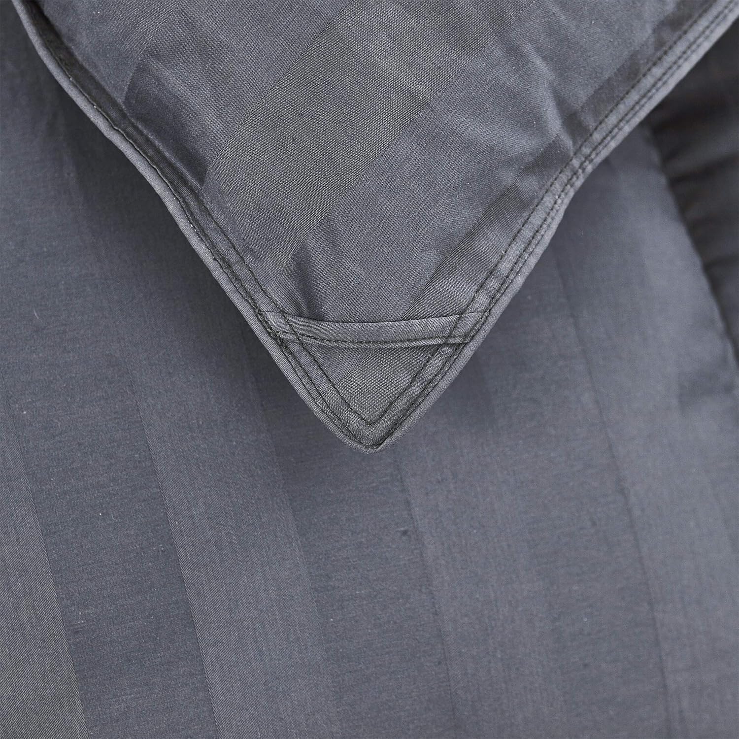 Luxurious All-Season Goose Down Comforter Queen Size Duvet Insert, Exquisite Gray Stripe Design, 1200 Thread Count 100% Egyptian Cotton Down Proof Fabric, 55 oz Fill Weight