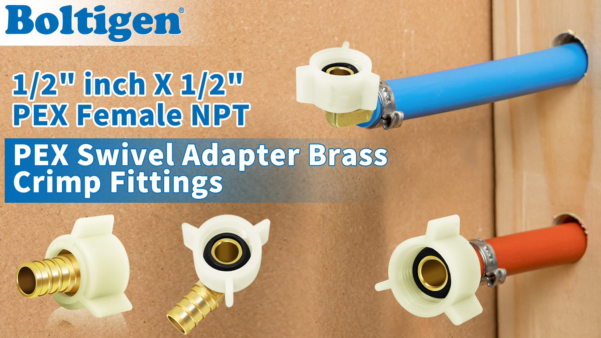 Taiyin 1/2 Inch Threaded Swivel Adapter 1/2 Inch Pex Fittings Female Brass Crimp Swivel Adapter Brass Plumbing Fittings For Pex Tubes(20 Pcs