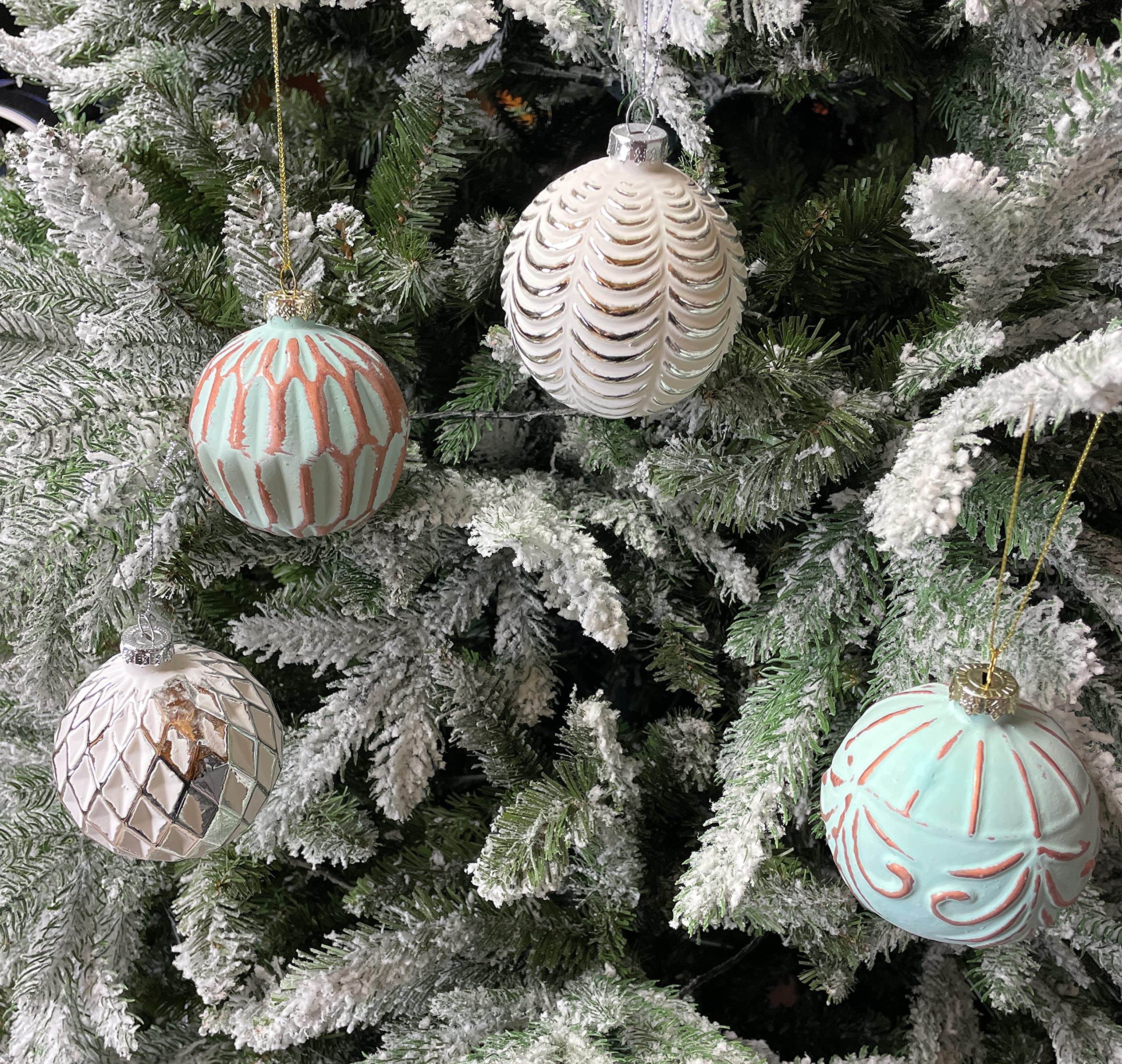 12er Set edle Luxus Glas Weihnachtskugeln Ø 8cm Weihnachtsbaum Kugeln Christbaumkugeln Weihnachten Baumschmuck (Sortiment L)