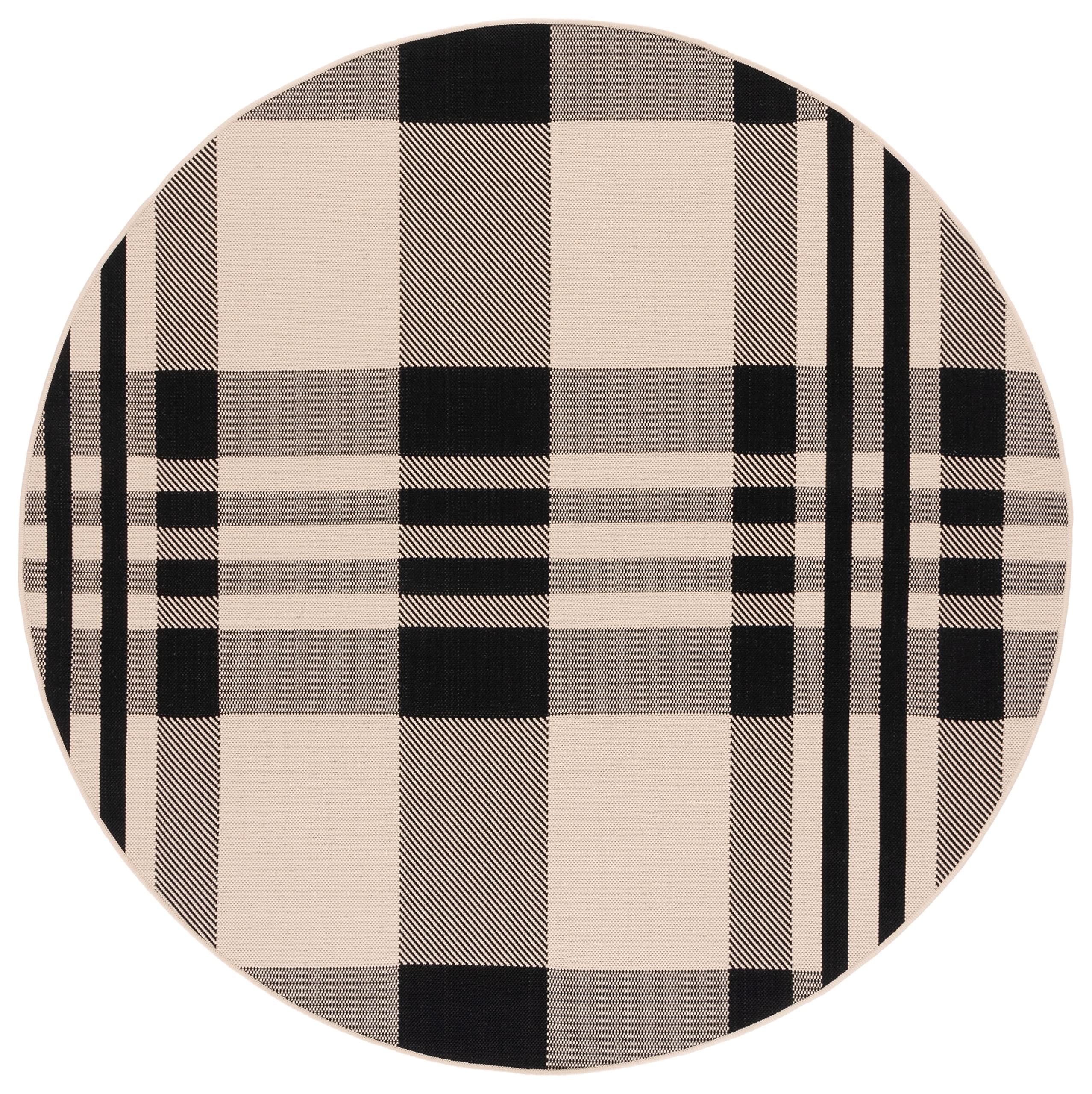 Safavieh Contemporary Rug for Living Room Dining Room, Bedroom - Courtyard Collection, Short Pile, in Black and Bone, 90 x 90 cm - Image 2