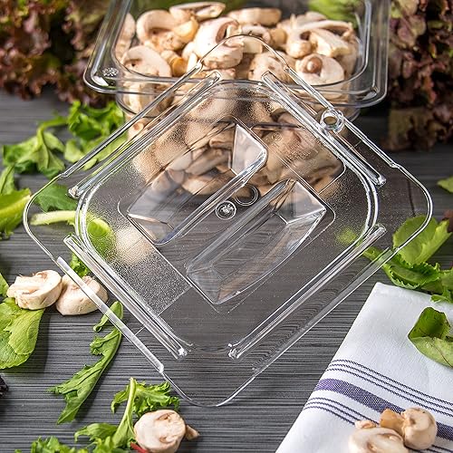 Miniatura 5 de Carlisle FoodService Products 10310U07 StorPlus - Tapa para bandeja de alimentos con mango universal de policarbonato de sexto tamaño, transparente