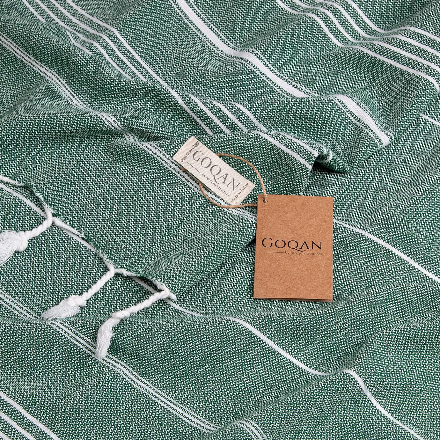 GOQAN Turkish Beach Towel Oversized 39x71 | Thin, Lightweight, 100% Cotton and Sand Free Towel is Suitable for Beach, Bathroom, Pool, Travel & Swim - Tropical G