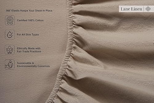 Miniatura 5 de LANE LINEN - Juego de sábanas ligeras de 100% franela de algodón de tamaño queen, cepilladas para más suavidad, sábanas cálidas y cómodas de