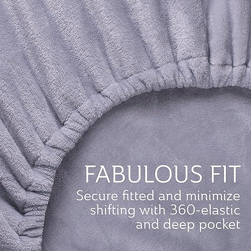 Miniatura 4 de Juego de ropa de cama de 4 piezas de felpa de terciopelo extra suave, tamaño individual, sábana de microfibra ultrasuave de lujo, con 2 fundas de