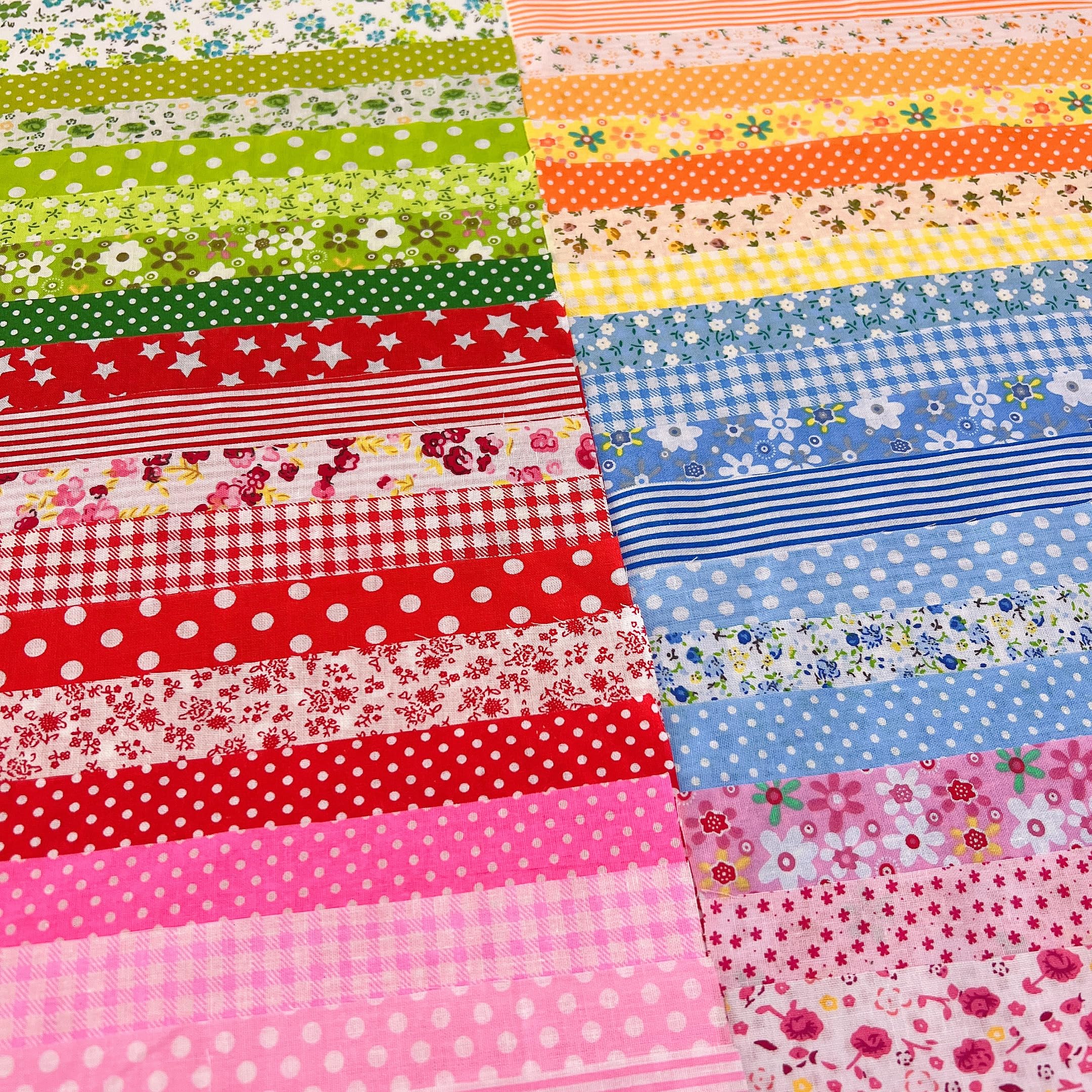 Cotton Fabric DIY Making Supplies Quilting Patchwork Fabric Fat Quarter Bundles DIY for Quilting Cotton Patchwork Cushions (red/Green, 9.8" x 9.8")