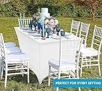 Vista 4 de Utopia Kitchen Mantel de spandex de 4 pies [1 unidad, blanco] 200 GSM elástico, ajustado, lavable y resistente a las arrugas, cubierta rectangular
