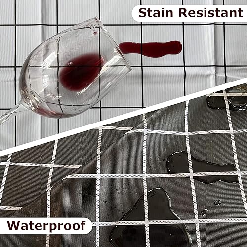 Miniatura 5 de allgala Mantel protector de vinilo de PVC impreso con diseño de cuadros impermeable, 54 x 78 pulgadas, color gris y luces, TC59104