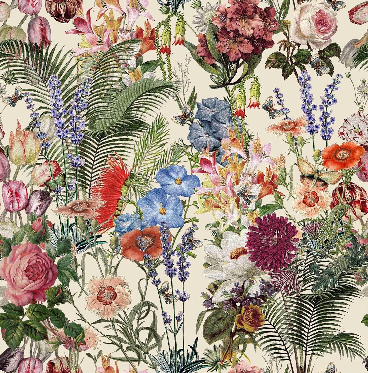 Vintage Floral Peel and Stick Wallpaper Removable Multicolor Flower Wallpaper Vinyl Self Adhesive Floral Contact Paper for Cabinet Bedroom Living Room Playroom Home Decor 17.7" x 236.22"