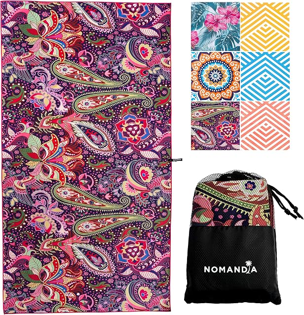 Nomandia Microfibre Beach Towel Extra Large - 180x90cm Sand Free Lightweight & Quick Dry Microfibre Towel and Travel Bag - This Microfiber Towel is perfect as Beach Towel & Travel Towel