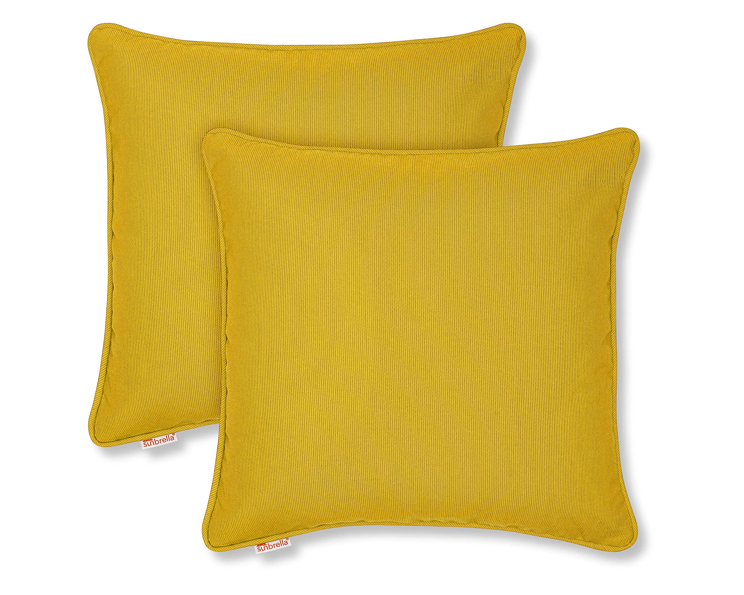 Austin Horn Classics Sunbrella Corded-Edge, Zippered Opening, 24-inch Pillow Cover (Set of 2), No Insert Included (Daffodil)