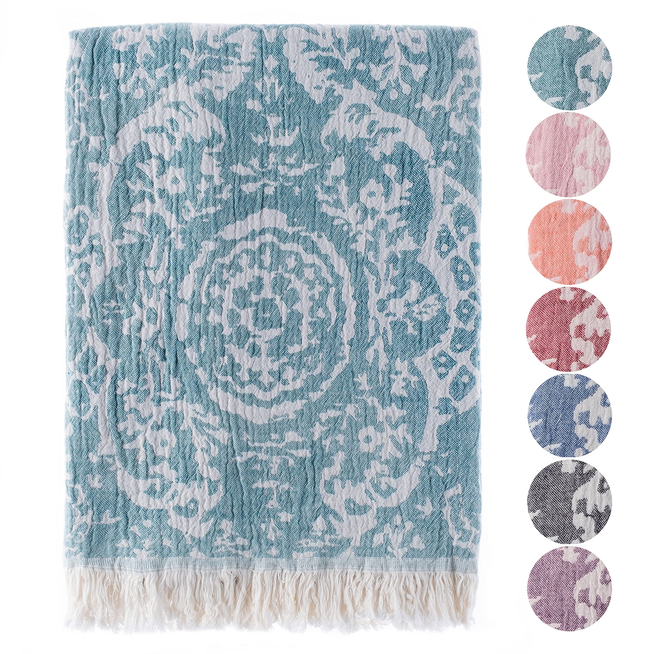 Fe&Ze Turkish Beach Towel - 35x70 Inch, 100% Cotton, Quick Dry & Super Absorbent - Lavender Purple