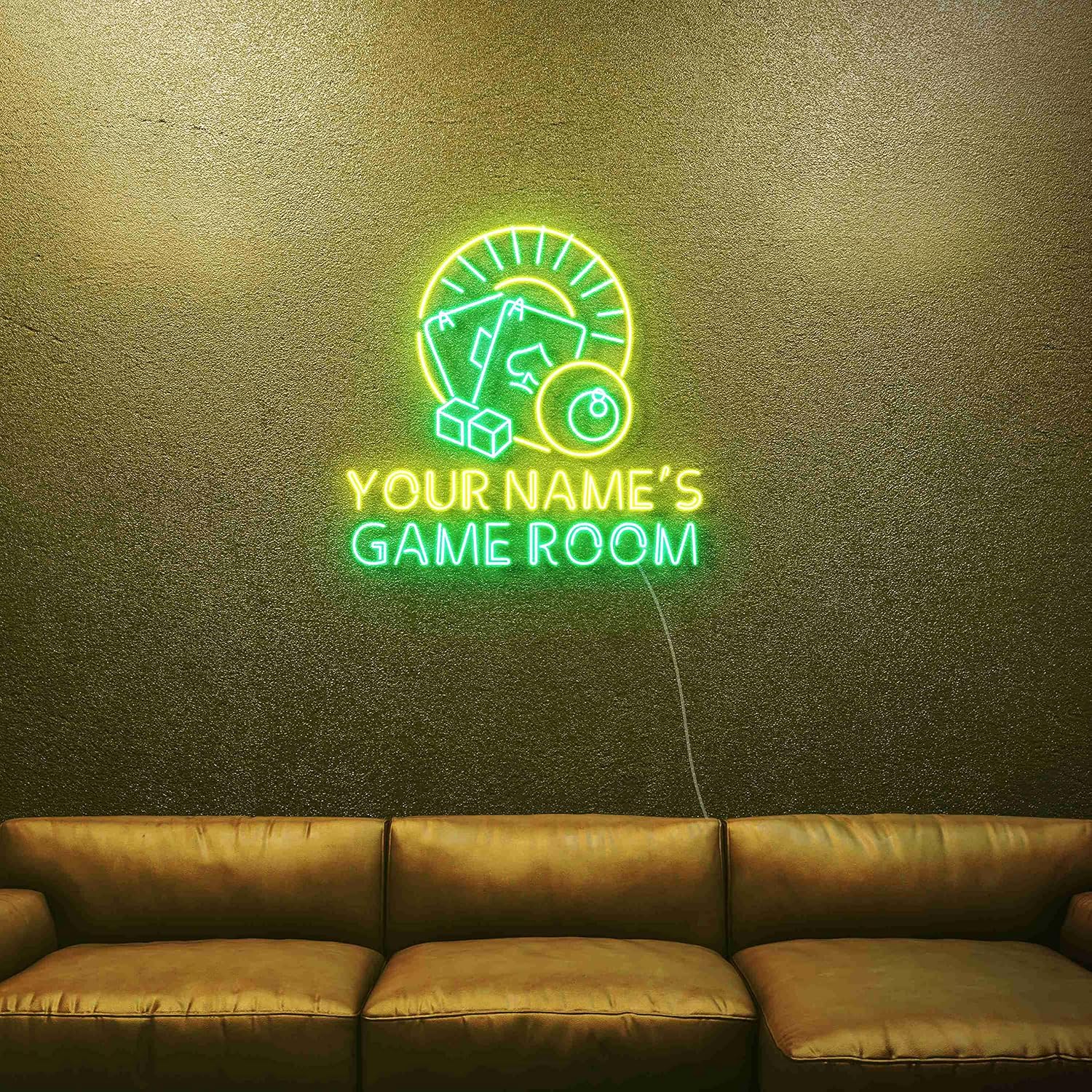 ADVPRO Casino Game Room Personalized Ultra-Bright LED Neon Sign - Green & Yellow - st16s55-fn-p0024-tm-gy