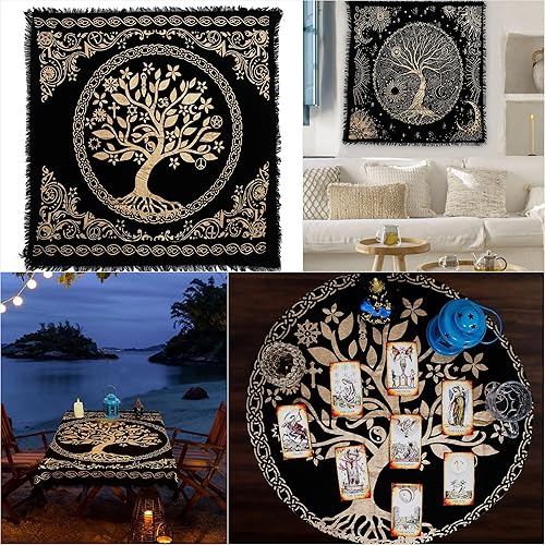 Miniatura 2 de Indian Consigners Tela de altar Celta Árbol de la Vida Tentáculo Triquetra Pagano Franela Brujería Alter Tarot Spread Top Cloth Wiccan Square