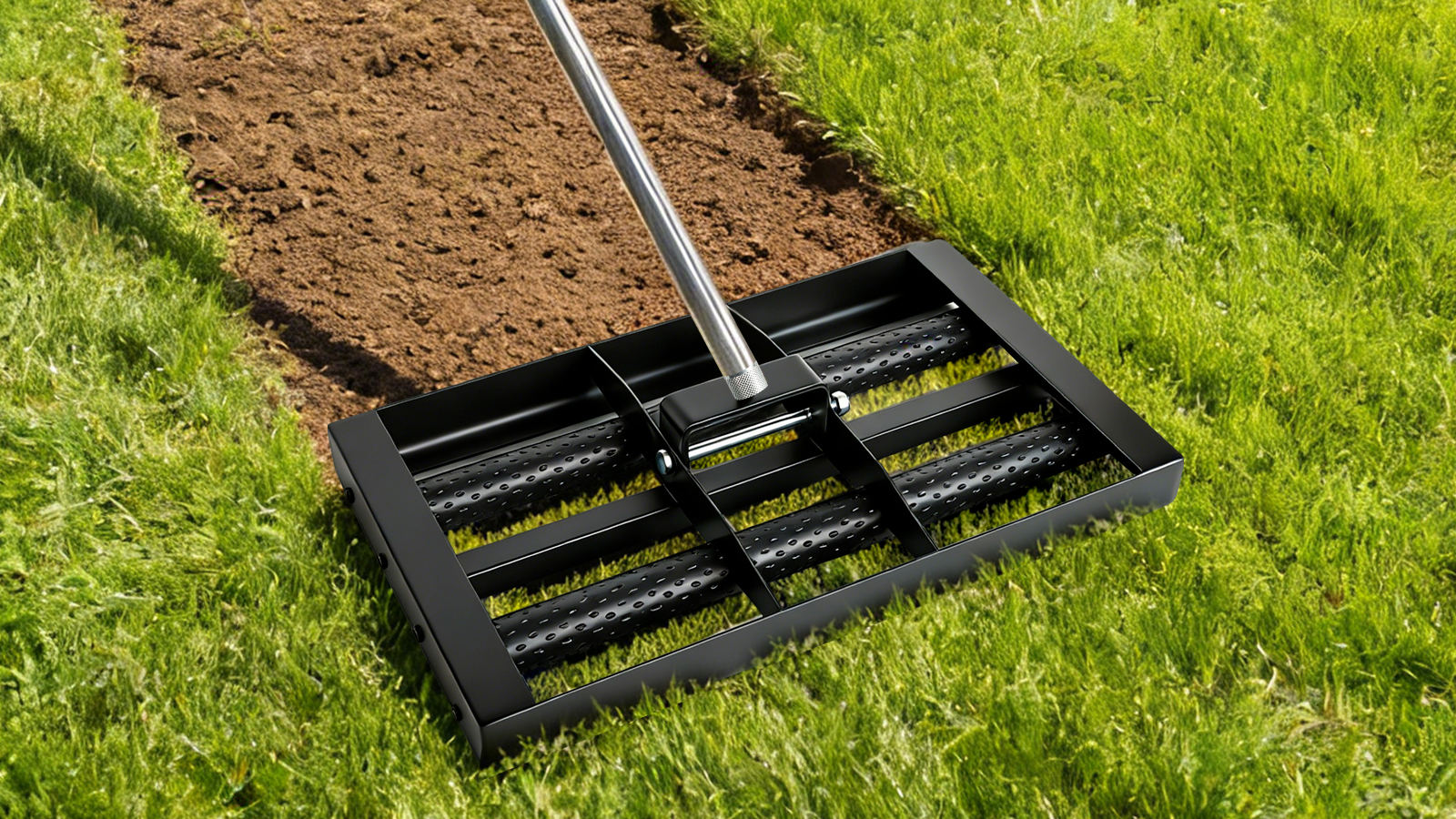 Rastrillo nivelador para jardín de 17 pulgadas con mango ajustable miniatura 7