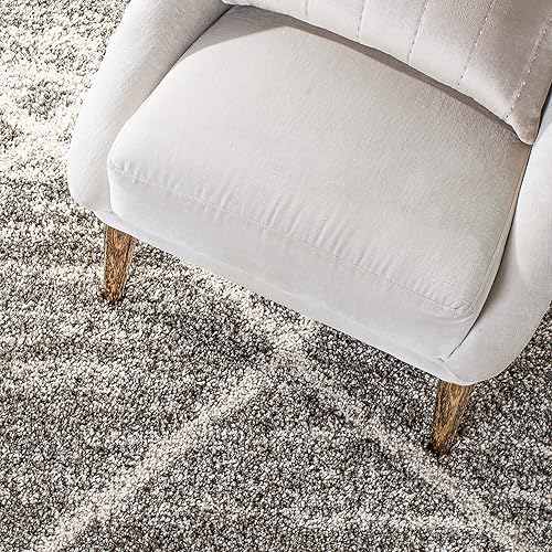 Miniatura 7 de SAFAVIEH Colección Hudson Shag -Alfombra de área, 8 x 10 pies, gris y marfil desgastado, diseño de enrejado, no desprende pelusa y de fácil cuidado,