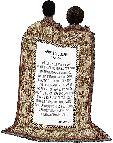 Miniatura 3 de Pure Country Weavers Manta de oración por animales, tapiz de regalo religioso, tejida de algodón, fabricada en los Estados Unidos (72 x 54 pulgadas)
