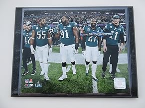 PHILADELPHIA EAGLES SUPER BOWL L11 52 CHAMPIONS CAPTAINS PHOTO WITH BRANDON GRAHAM - FLETCHER COX - MALCOLM JENKINS - CARSON WENTZ MOUNTED ON A 