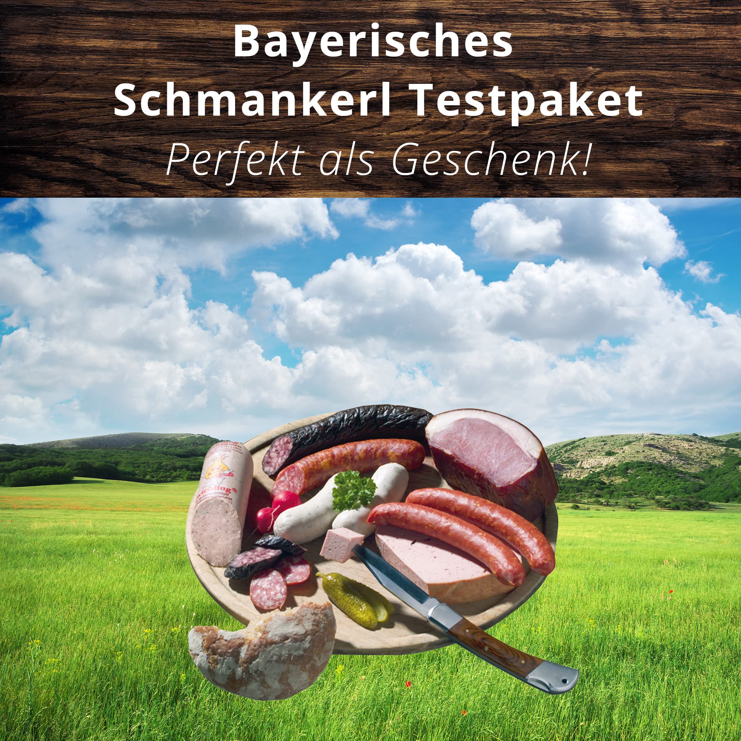 Landmetzgerei Schiessl Bayerisches Probier-Packerl 1 kg Hausmacher Wurst Leberkäse Schinken Salami Glutenfrei laktosefrei Geschenkset