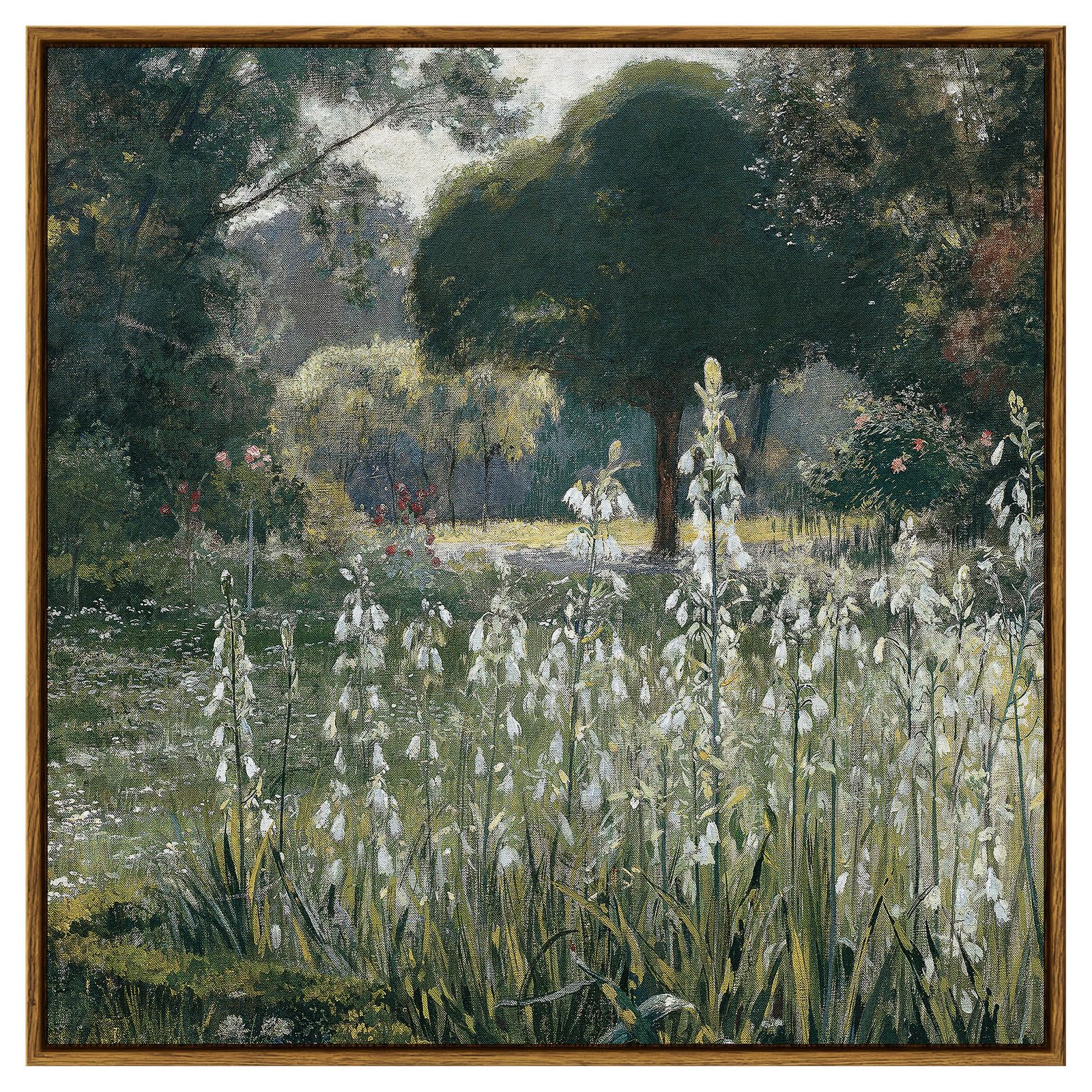 InSimSea Classical Scenery Square Framed Canvas Wall Art Prints, 24x24inch Landscape Floral Flowers Oil Paintings, Vast Meadow Home Wall Decor for Living Room, Bedroom, Bathroom, Office