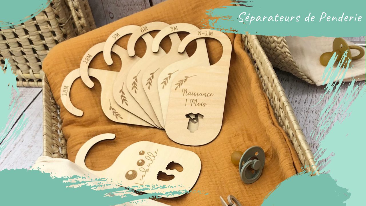 Séparateurs De Penderie Bébé En Bois | Organisation Dressing 0-24 Mois | 7 Tailles Avec Motifs