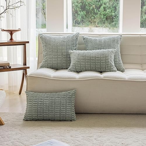 Miniatura 7 de Home Brilliant Juego de 2 fundas de almohada de pana de 20 x 20 pulgadas, fundas de almohada de pana suave, para decoración de sofá, sala de estar,