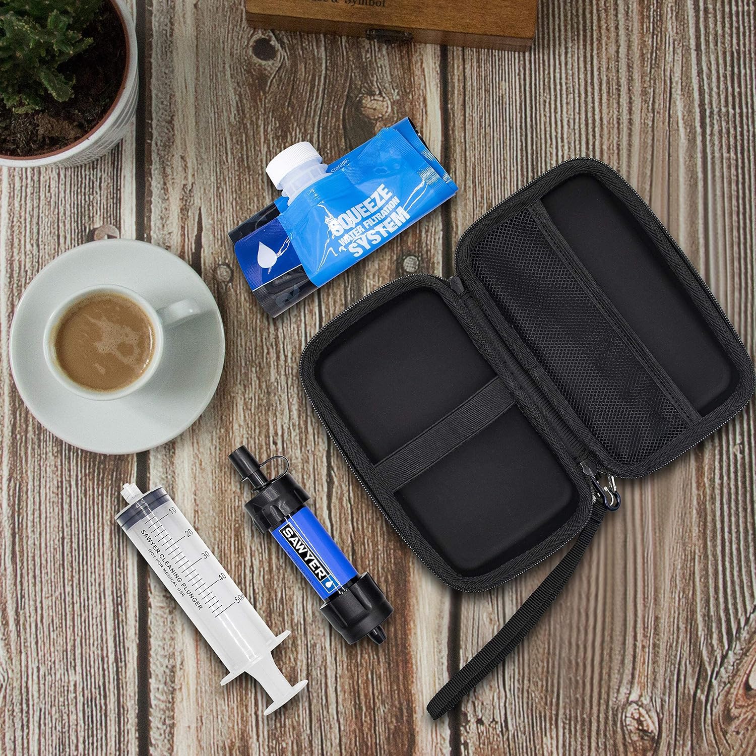 ProCase Water Filter Case for Sawyer Products Mini Water Filtration System, Hard Carrying Case Shockproof EVA Storage Case for Drinking Straw, Squeeze Pouch and Other Accessories - Black