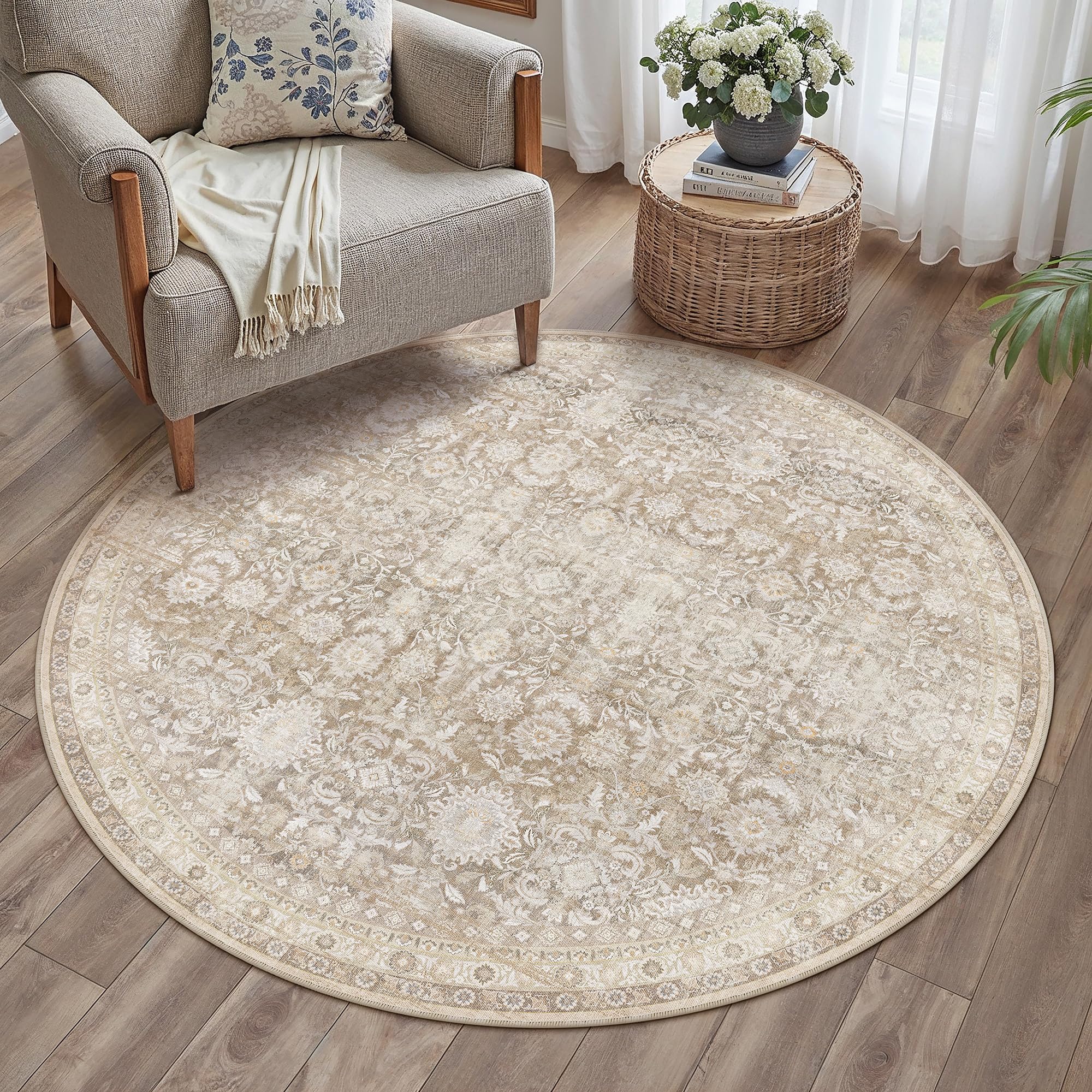 PureCozy Waschbarer Teppich Wohnzimmer Vintage Tepich for Living Room