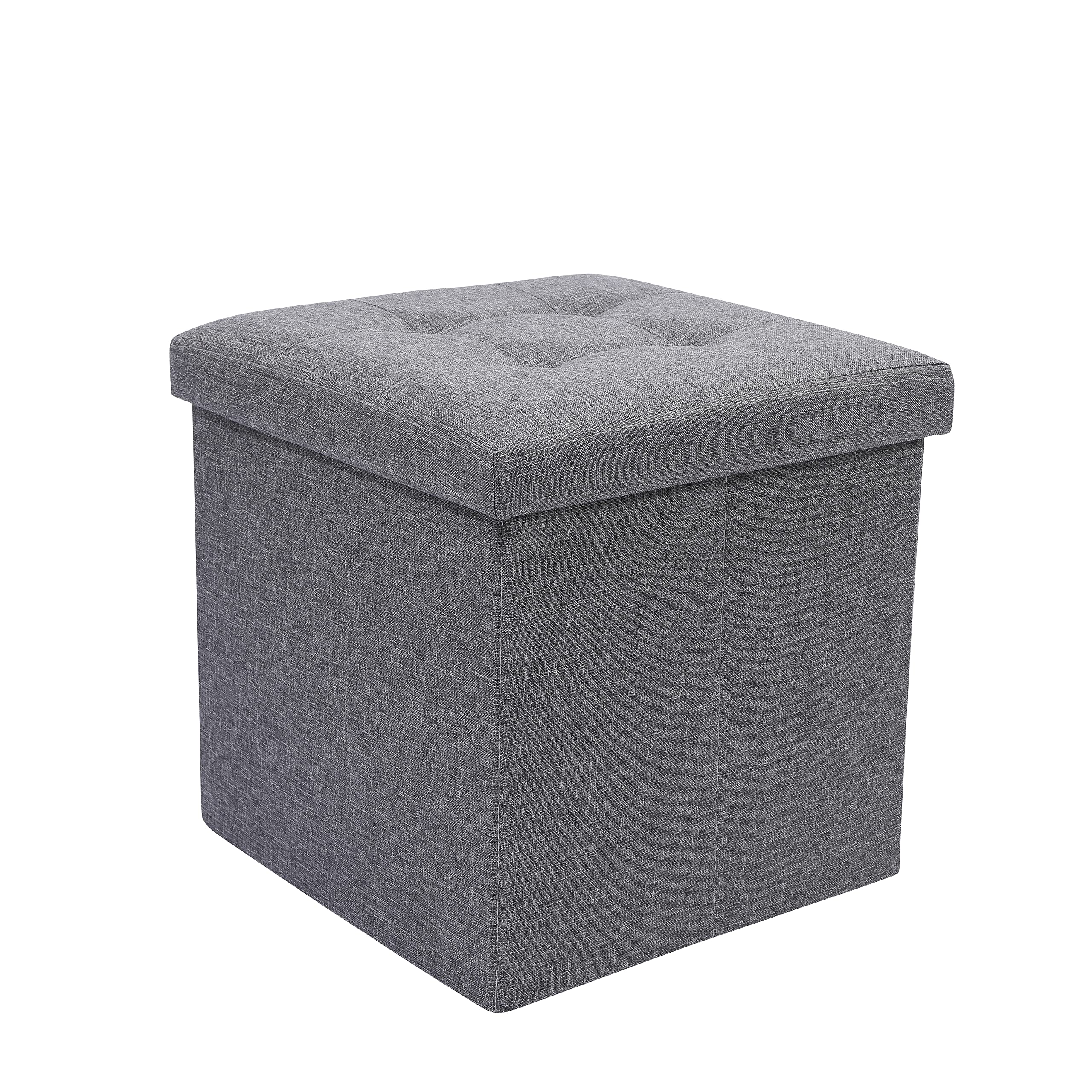 AKA Storage Ottoman, Padded Foldable Bench, Chest with Lid, Holds up to 300 kg, for Bedroom, Hallway, Living Room (Light Grey Linen, 38cm x 38cm x 38cm) โ image 1