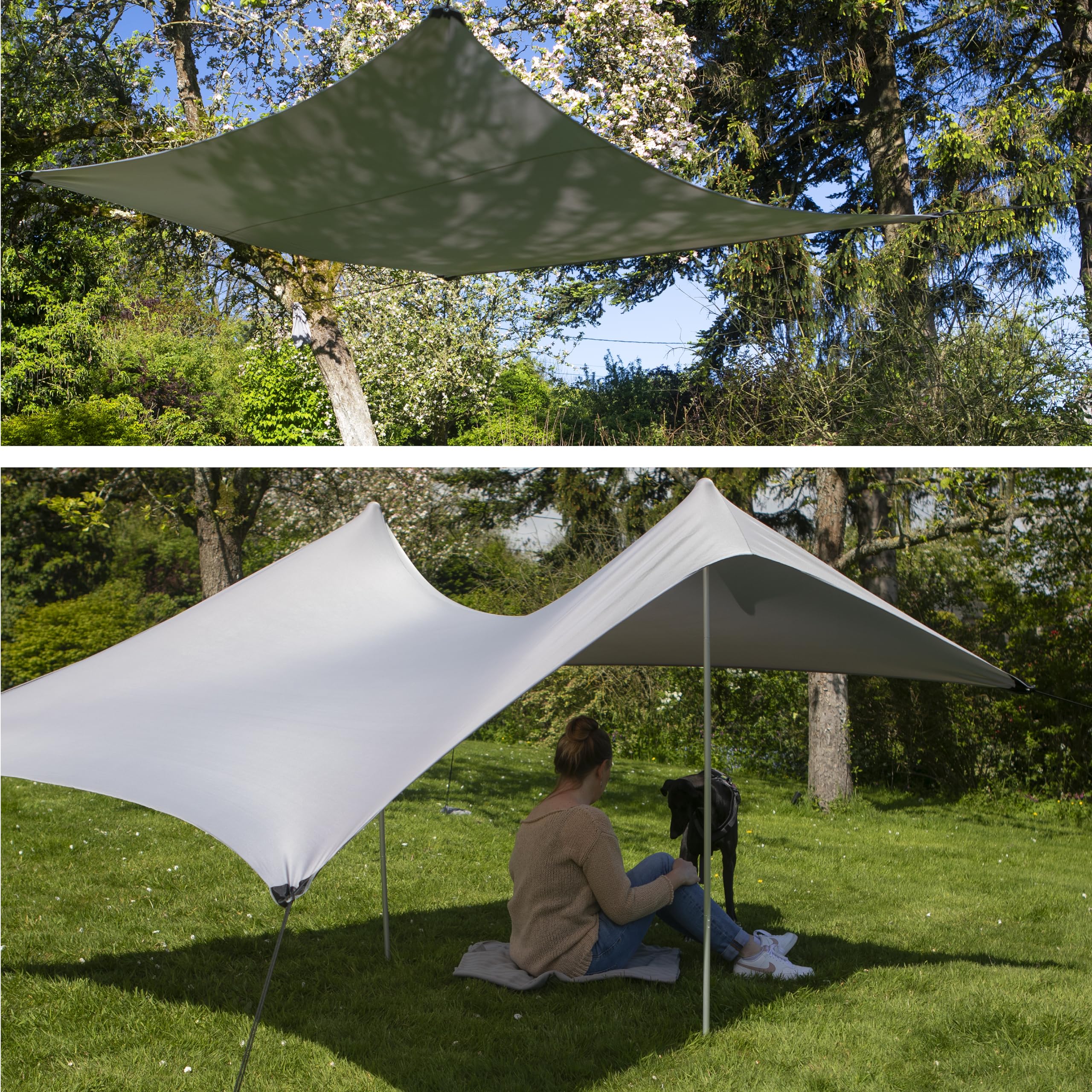 Meister 6819520 Voile d'ombrage - 210 x 210 cm - Protection UVA/B - SPF50+ - pour jusqu'à 4 Personnes - avec ancrages de Sable - Gris - Tente de Plage