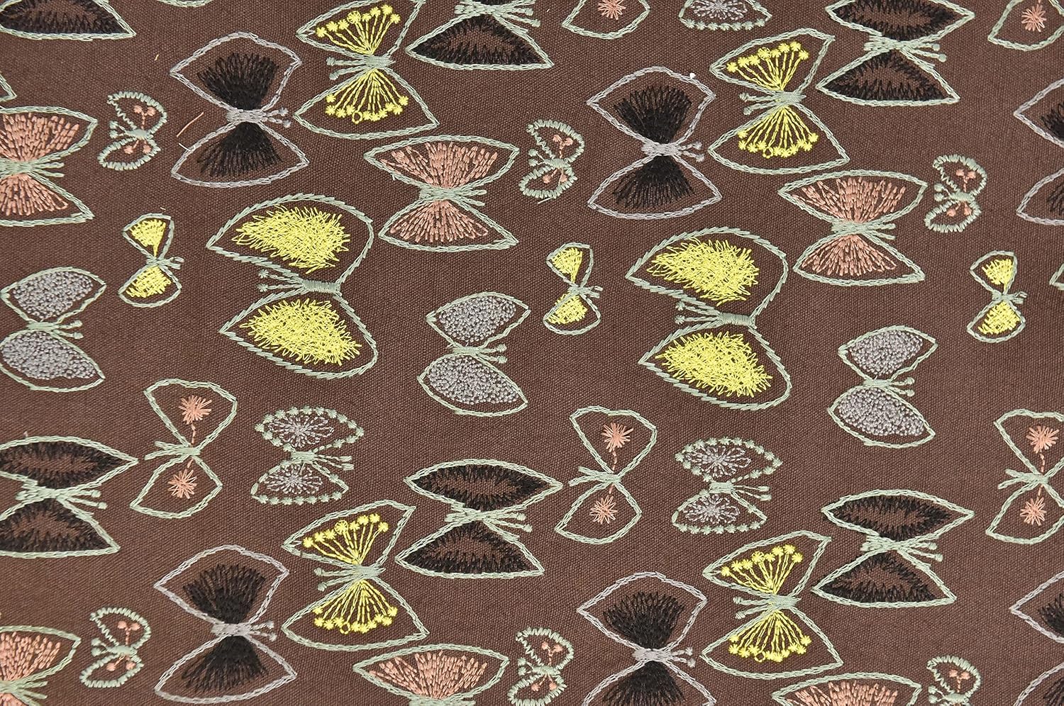 Amazon | 生地 布 70%綿 30%リネン生地 刺繍 生地 布 綿麻 コットン 蝶の柄 約幅140cmx長さ50cm ナチュラルな ...