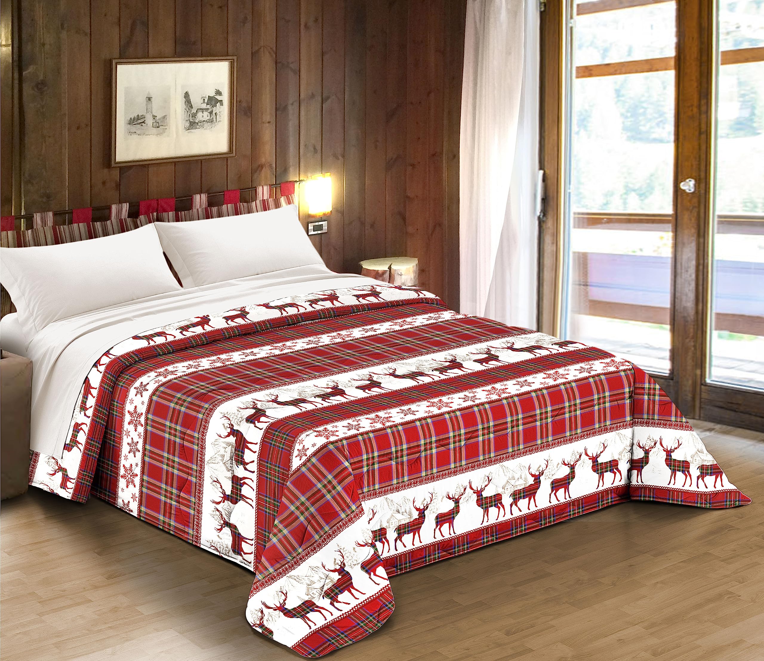 Tata Home Trapunta Invernale Matrimoniale 260x260 cm Imbottita 300 gr/mq Piumone Caldo Pesante Tirolese Made in Italy MOD. Chalet Livigno